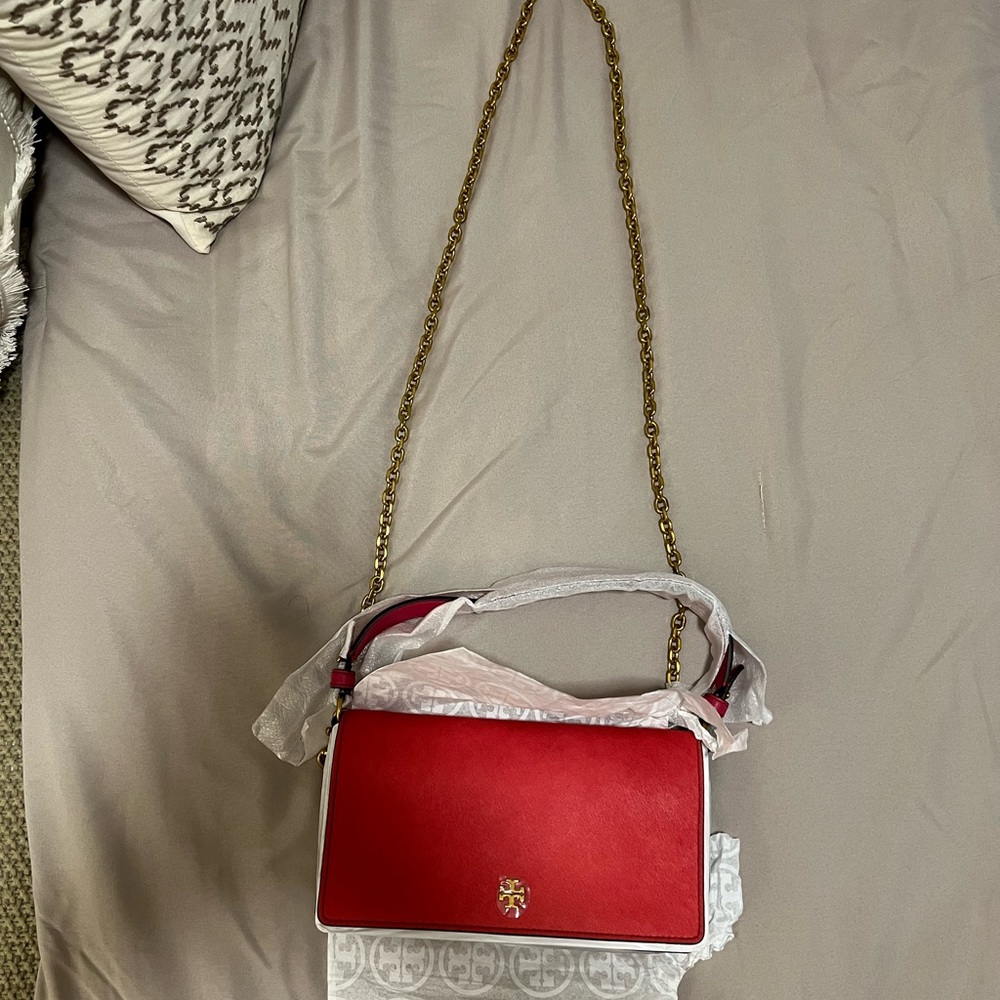 Tory Burch, Cleo Calf Hair Fold-Over Clutch, Gooseberry color, Size OS